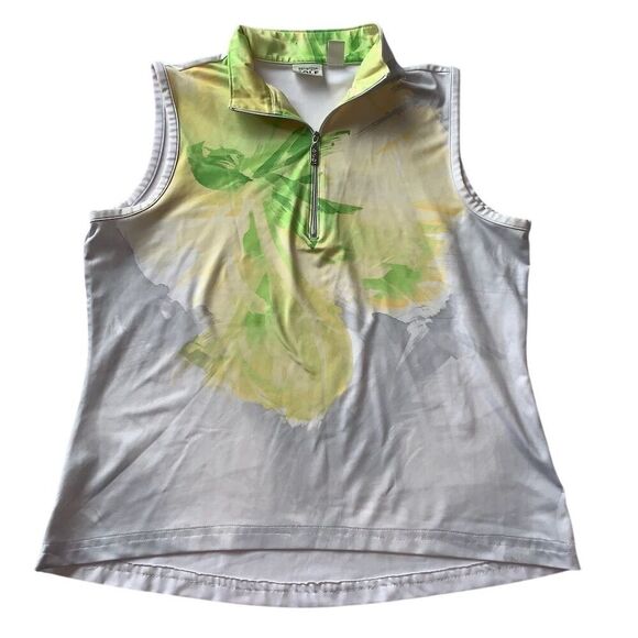 Chicos Golf Tops - Chico's Golf Women's Sleeveless Floral Tank Top Multicolor Quarter Zip Size 1
